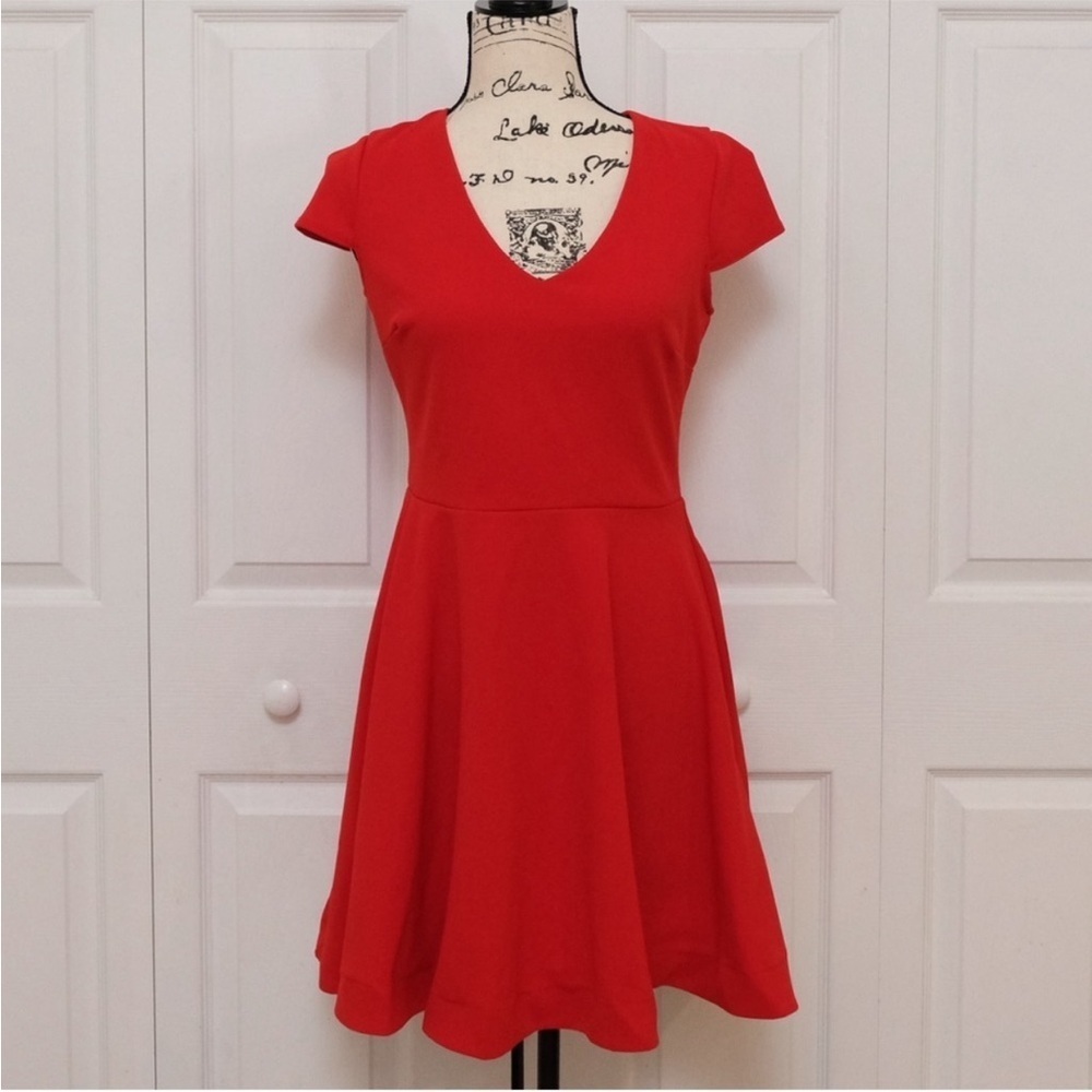 B Darlin Red Fit & Flare Bow Back Mini Dress | Cherry Girl Valentine NYE Size 9